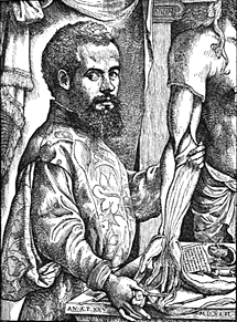 Image of a woodcut portraint of andreas vesalius